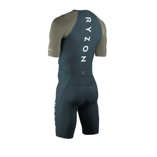 Myth Aero Sleeve Tri Race Suit 3rd Generation - Stone Green / Gravel Grey